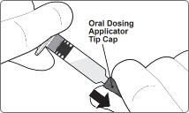 Step 1: Remove the protective Tip Cap from the oral dosing applicator.