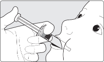 Step 6: For oral administration only. Have the infant seated in a reclining position. Place the oral dosing applicator towards the inner cheek. Administer the entire contents of the oral dosing applicator into the infant’s mouth.